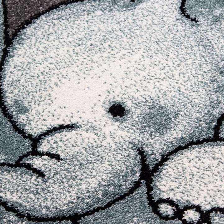 Kindervloerkleed - Olifant Blauw Rond