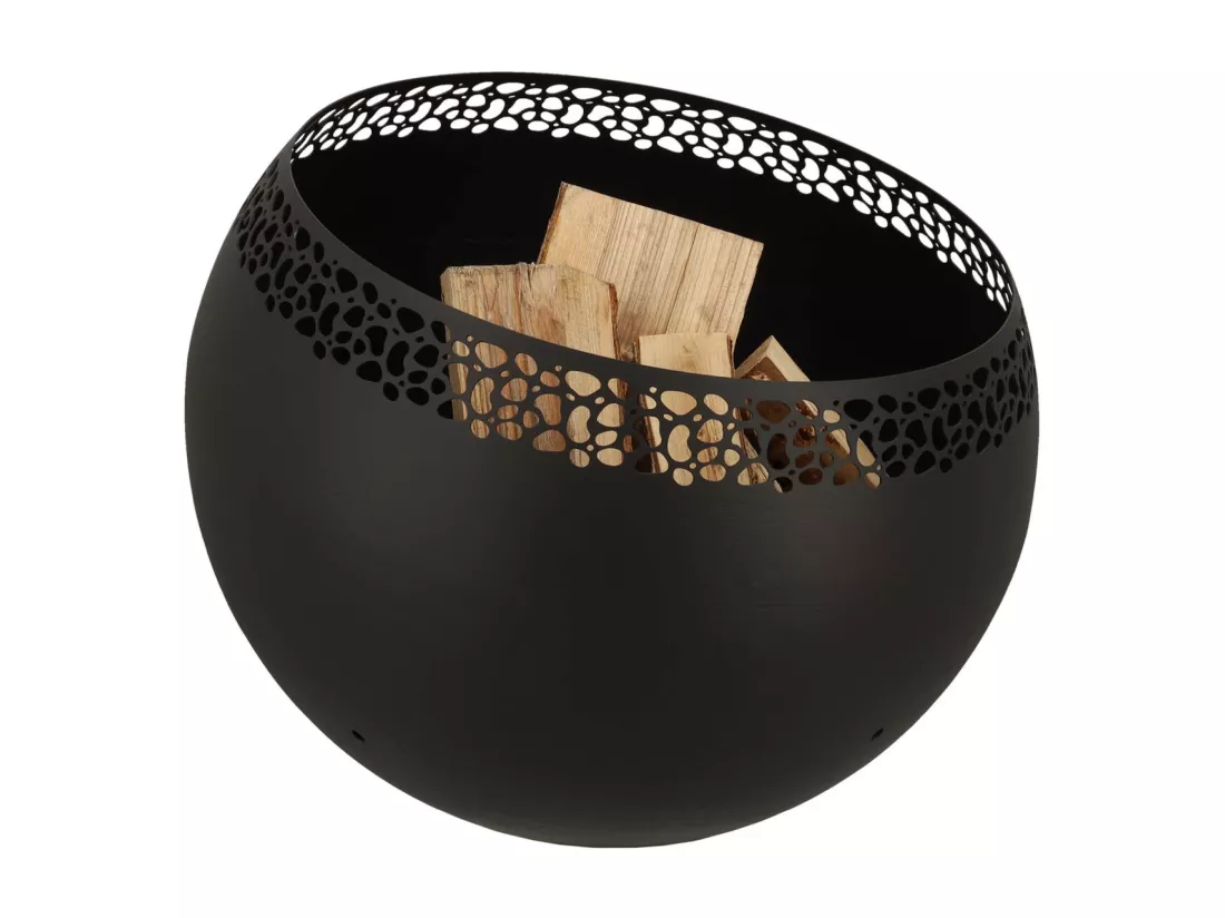 Brasero sphère design en métal Noir - ajouré pois