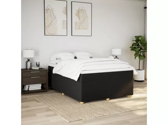 Sommier à lattes de lit avec matelas Noir 160x200 cm Tissu