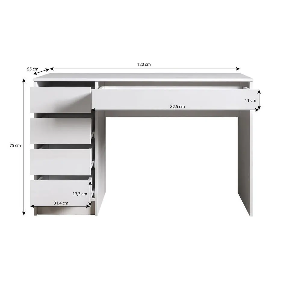 Meubella - Bureau Avio - Grijs - 120 cm