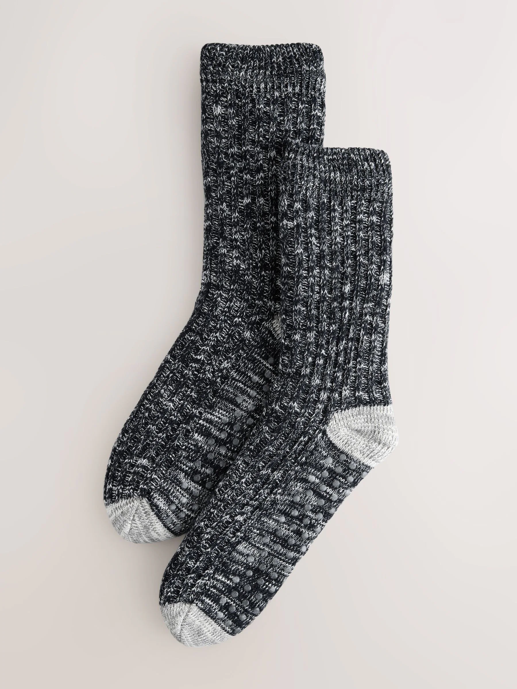 Black Borg Lined Twisted - Set van 2 paar pantoffelsokken