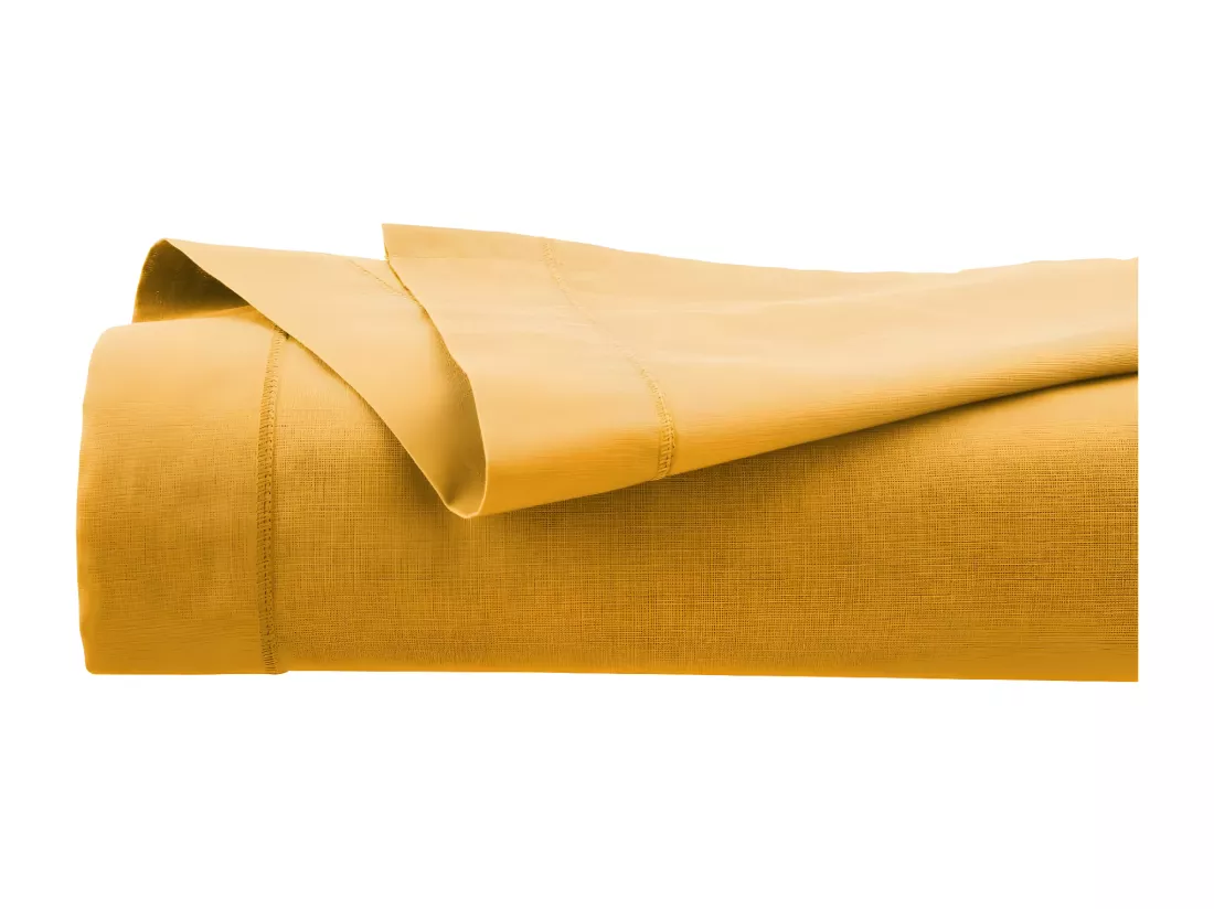 Drap plat 1 Personne en Coton Jaune ocre 180 x 290 cm