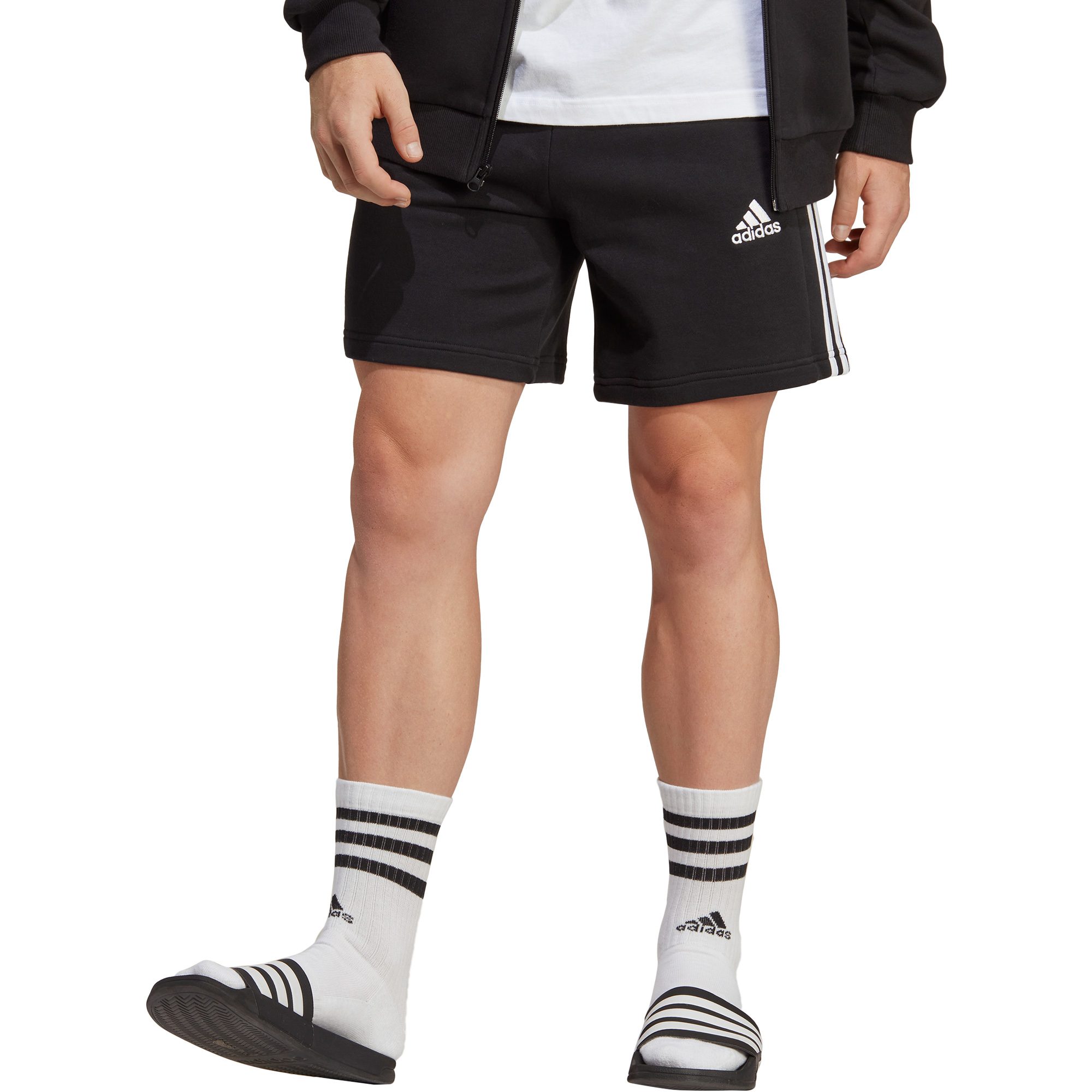 adidas Essentials French Terry 3-Streifen Shorts Herren schwarz