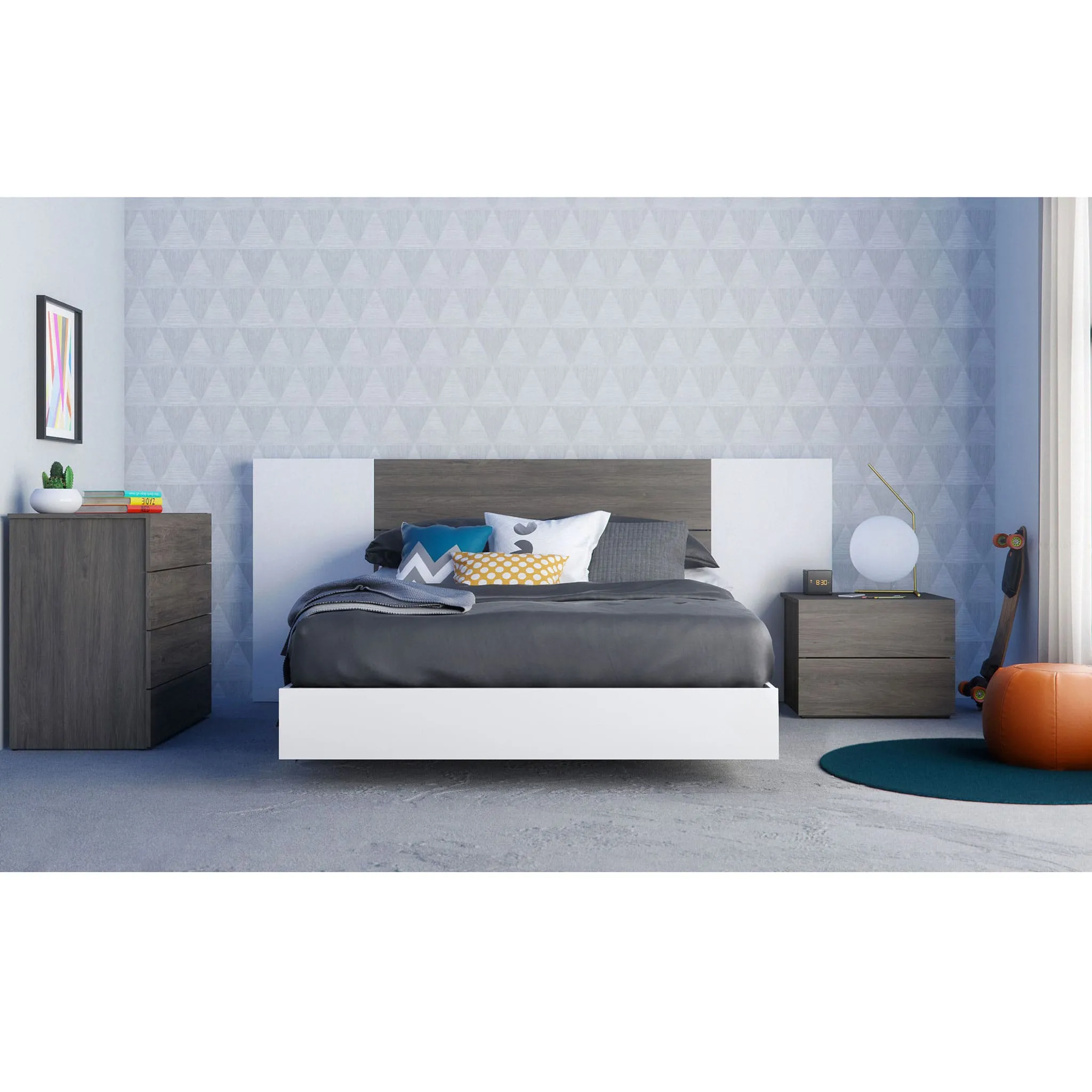 Nexera Table de nuit - Gris Écorce