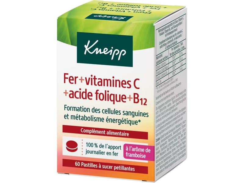 Kneipp Tablette Eisen   Vitamin C, Folsäure und B12 60 Stüc Vegane Nahrungsergänzung mit Eisen und Vitamin C