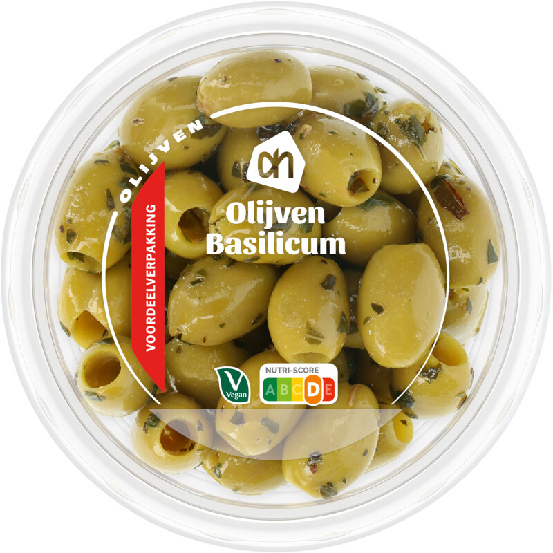 AH Groene olijven met basilicum