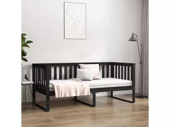 Lit de jour sans matelas noir 90x190 cm bois de pin massif