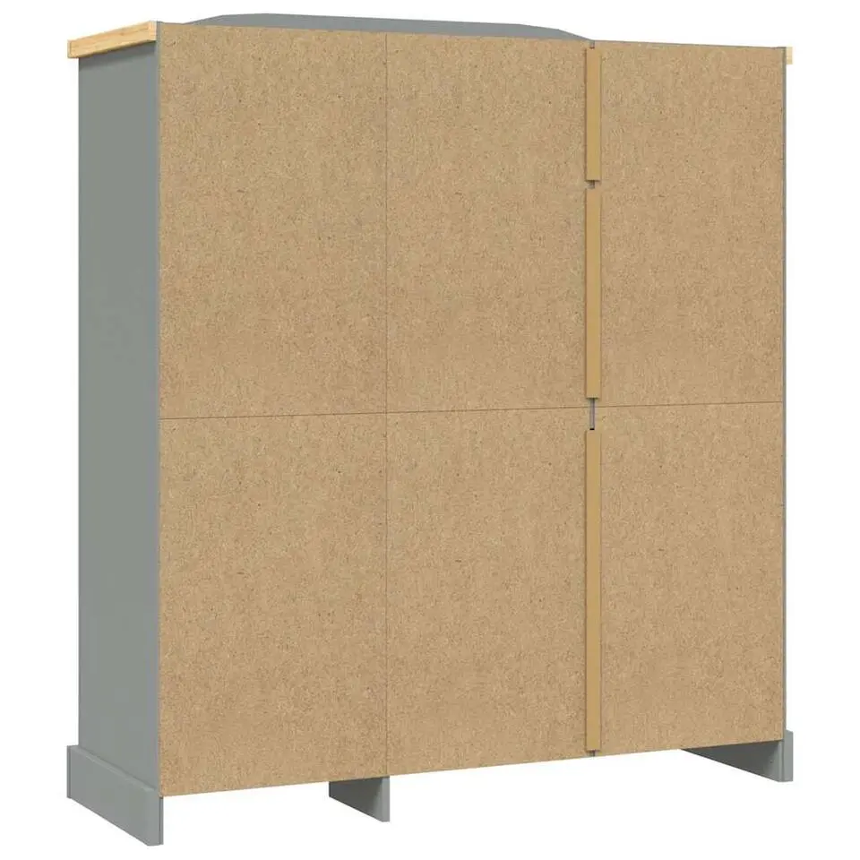 vidaXL - 2-deurs Kledingkast - Massief grenenhout - Grijs - 101x52x170 cm