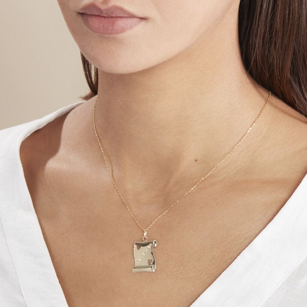 Pendentif Sirona Parchemin Message Or Jaune