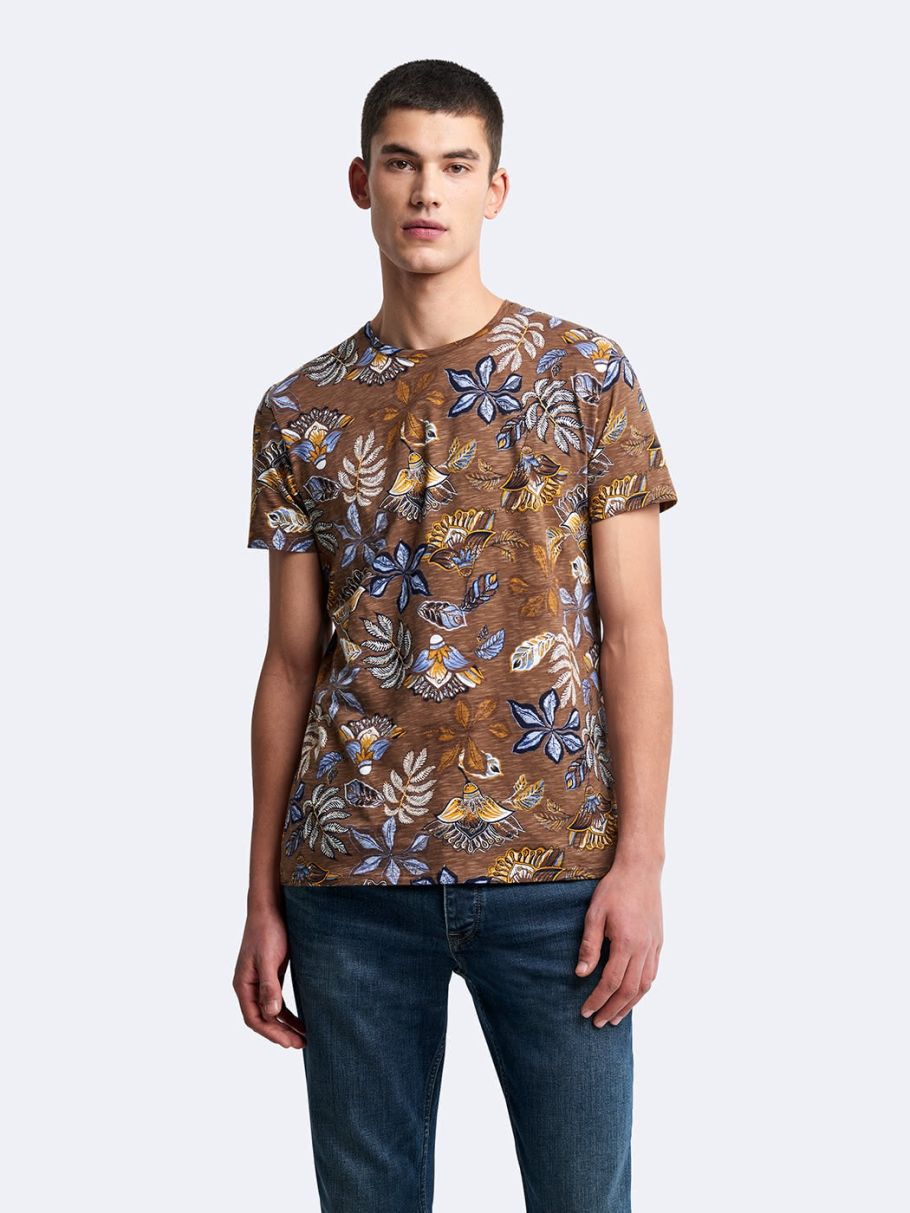 Tee-shirt col rond fleuri