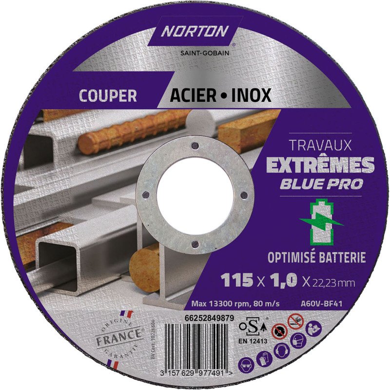 Disques à tronçonner Norton Extremes ultra fins pour métal et inox