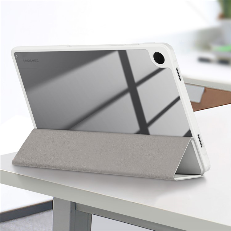 Samsung Galaxy Tab A9  Plus Hybrid Leder Tasche Smart Case Flip Cover Hülle   S-Pen Halterung - Grau