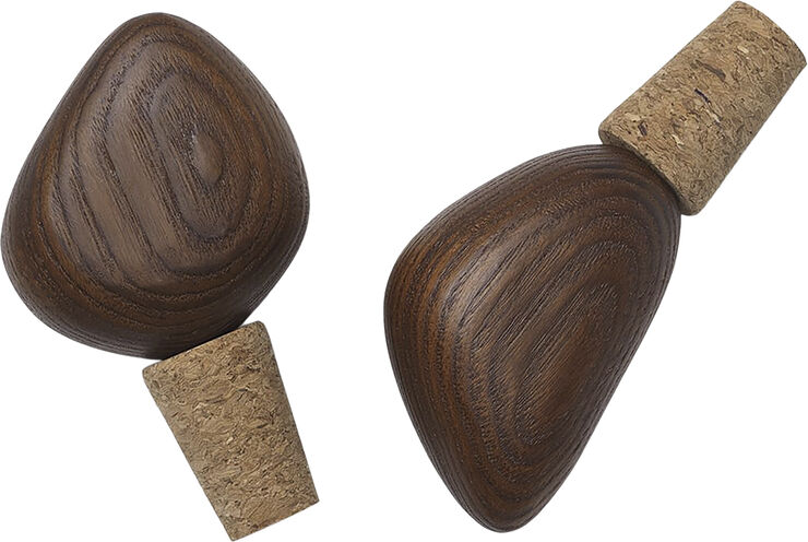 ferm LIVING Cairn Wine Stoppers - Set of 2 Dark brown