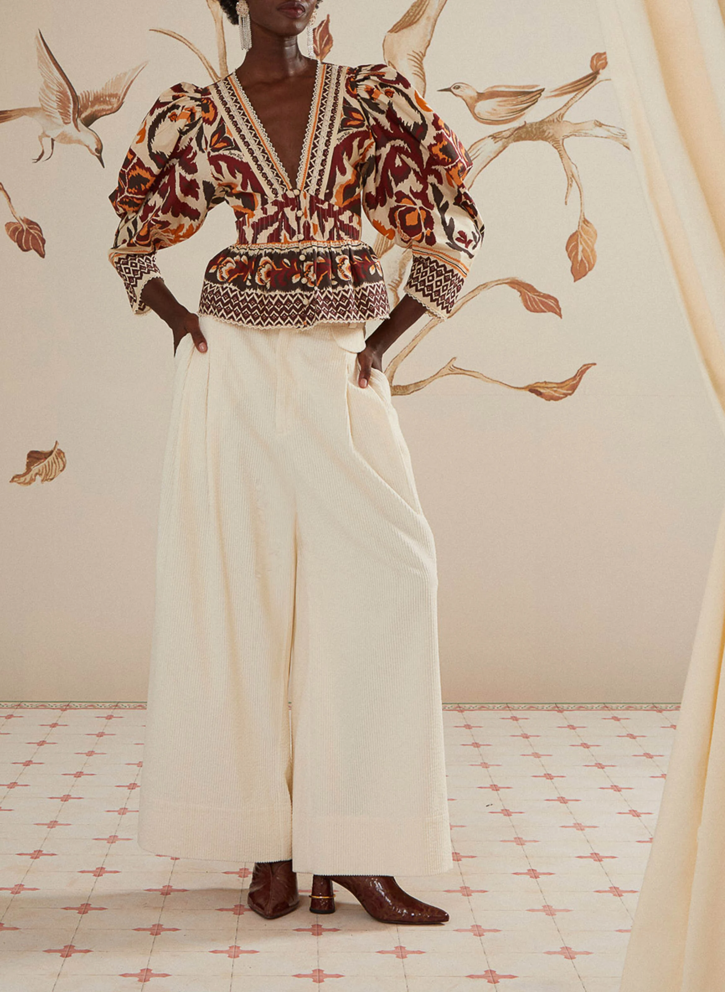 Chemisier manches bouffantes| Multicolore