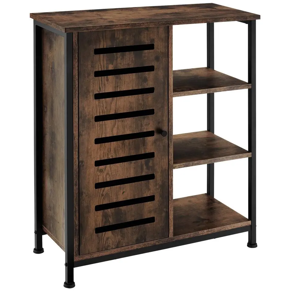 tectake Wandkast 71x32x82cm, Industrieel Hout Donker, Rustiek