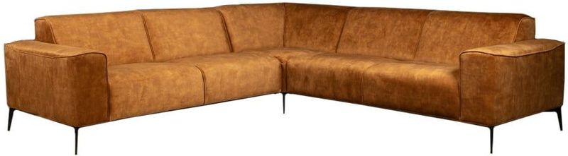 Bronx71® Hoekbank Vegas - Okergeel - Velvet - Links/Rechts Plaatsbaar