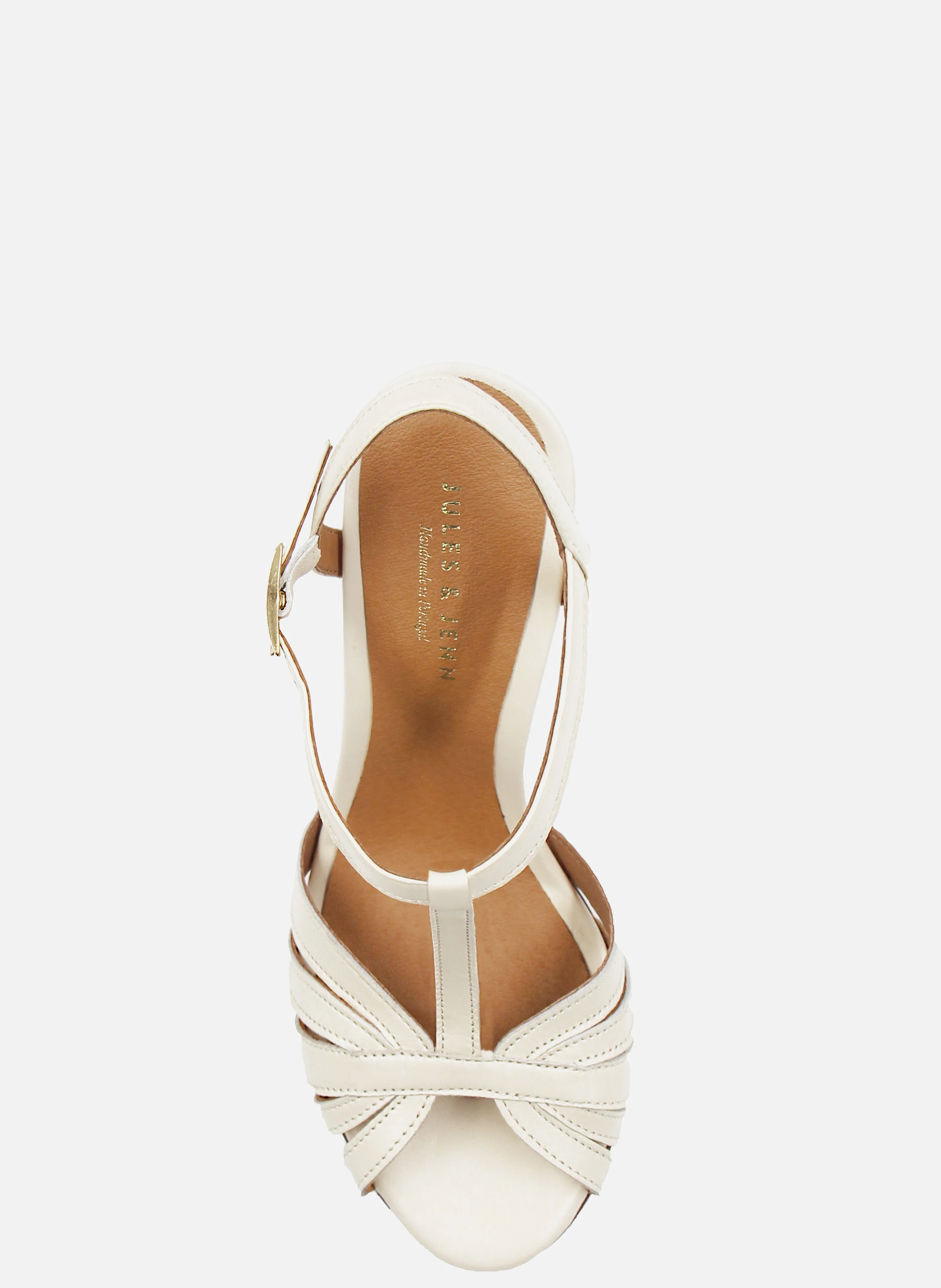 Sandales talon brides cuir lisse | Blanc