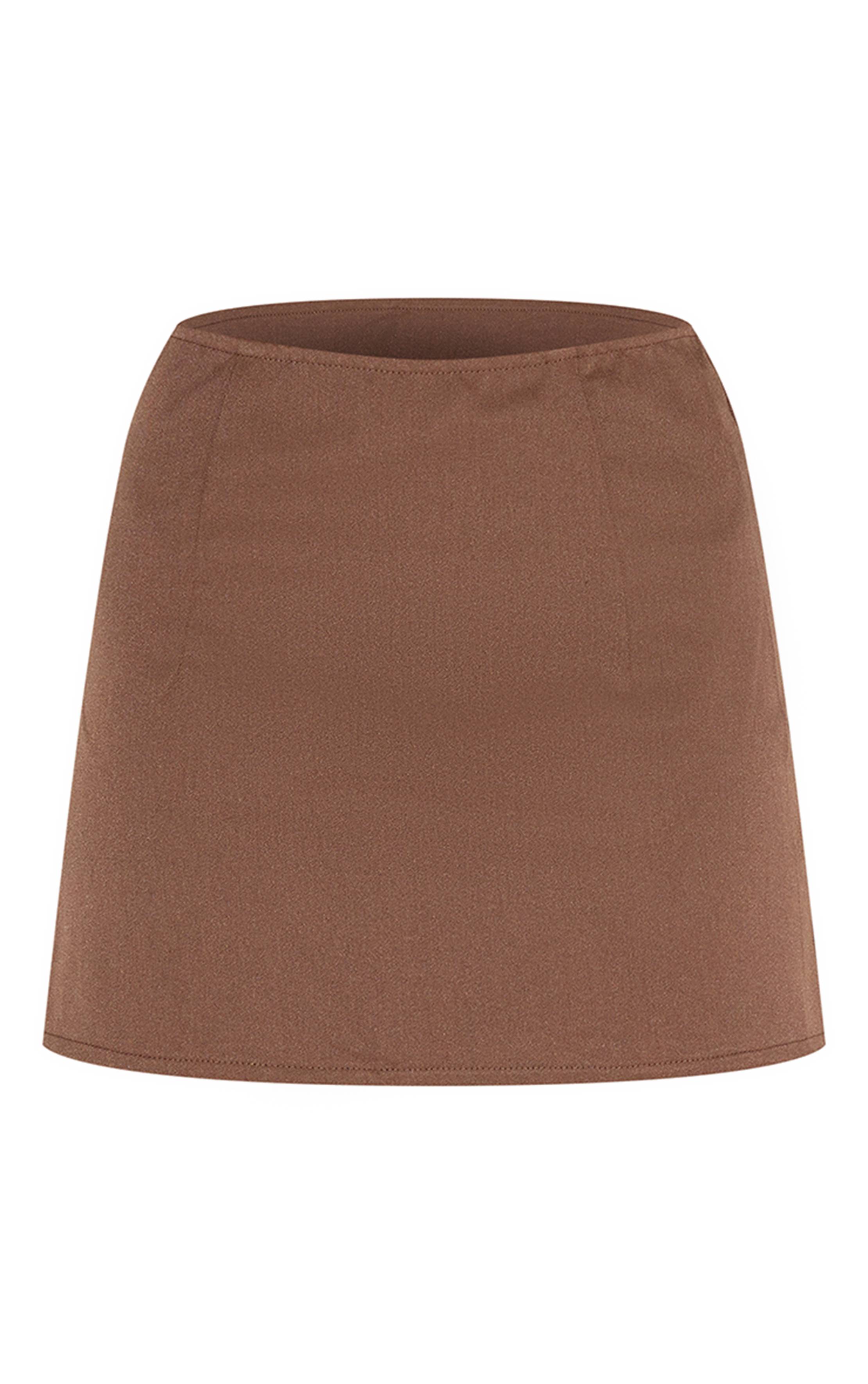 Light Brown Jupe Micro Mini Ajustée À Rayures Tennis Tissée Coordonnée