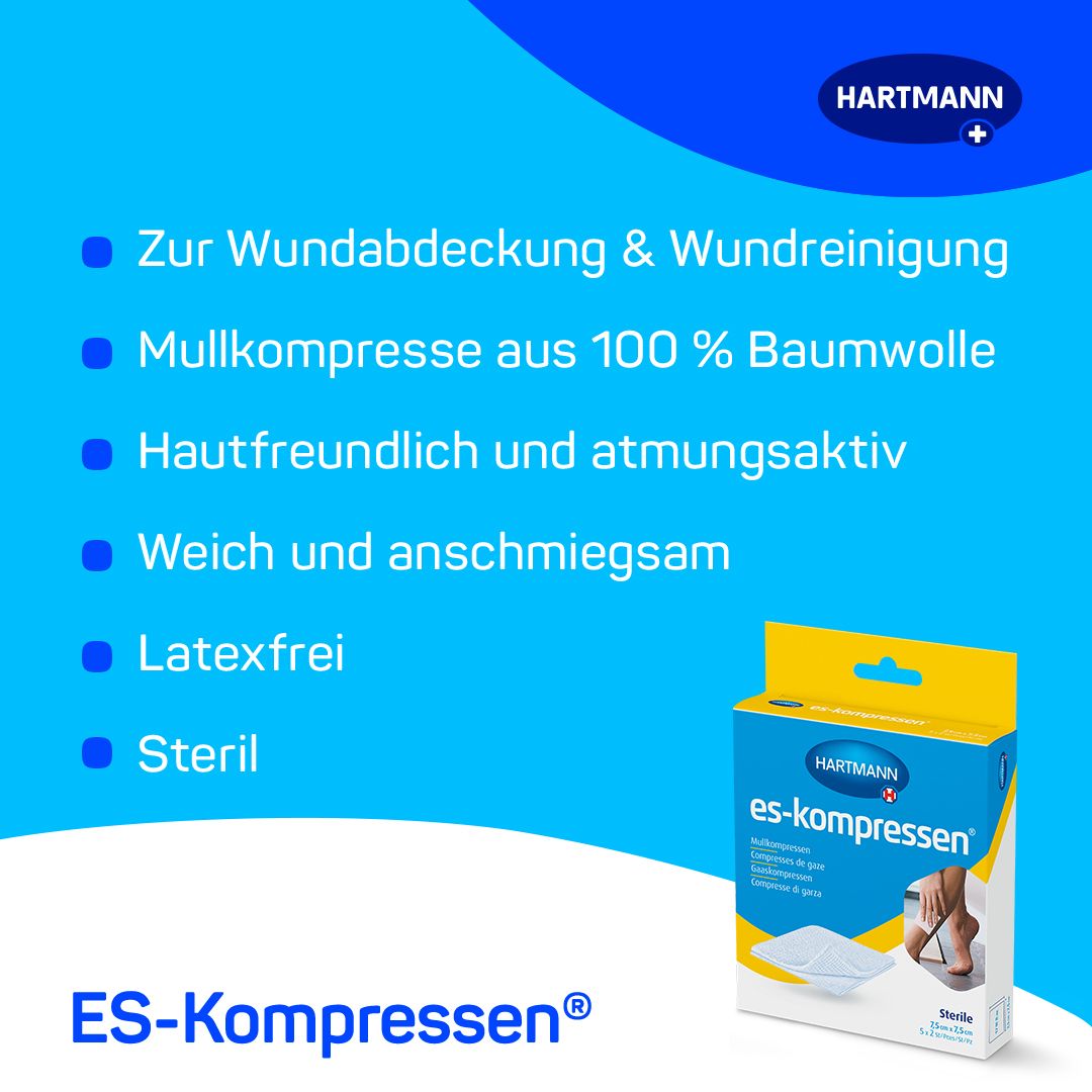 ES-Kompressen steril 7,5x7,5 cm 8fach 17fädig