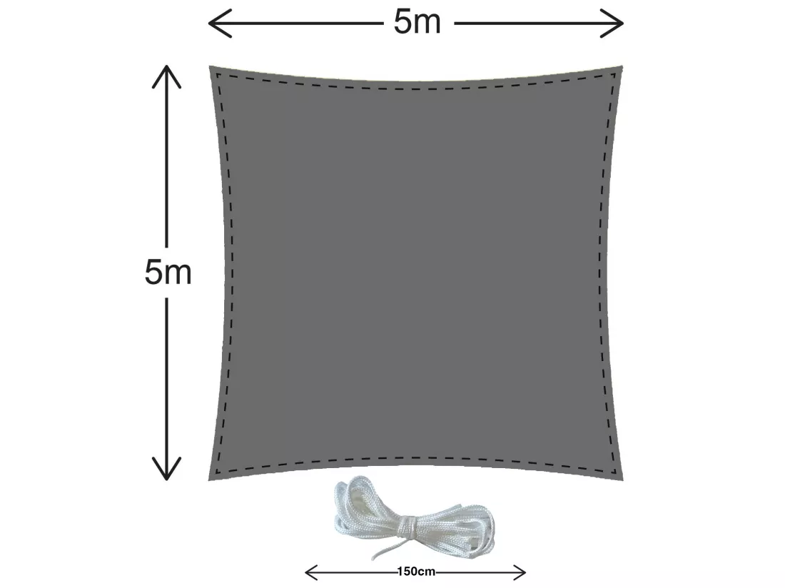 Parasol pour Extérieur Polyéthylène Gris Protection UV 5x5