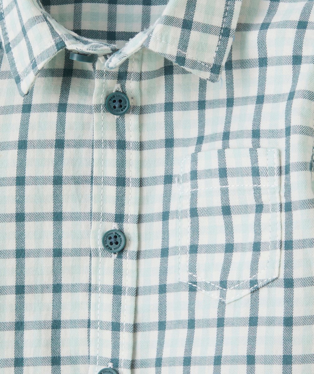 CHEMISE À CARREAUX BÉBÉ GARÇON EN COTON VERT AVEC POCHE