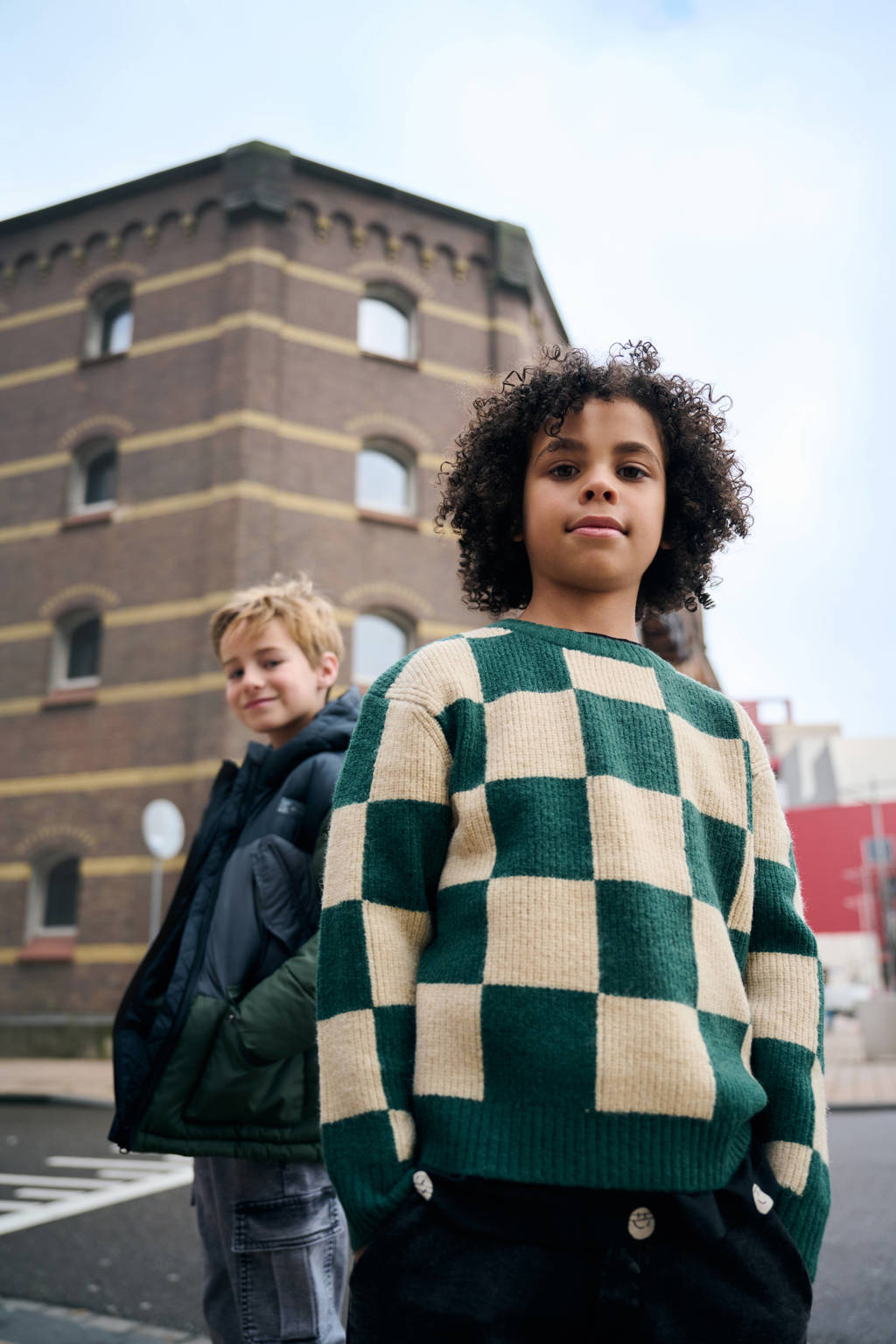 Tumble 'n Dry geruite sweater Williamsburg met wol donkergroen