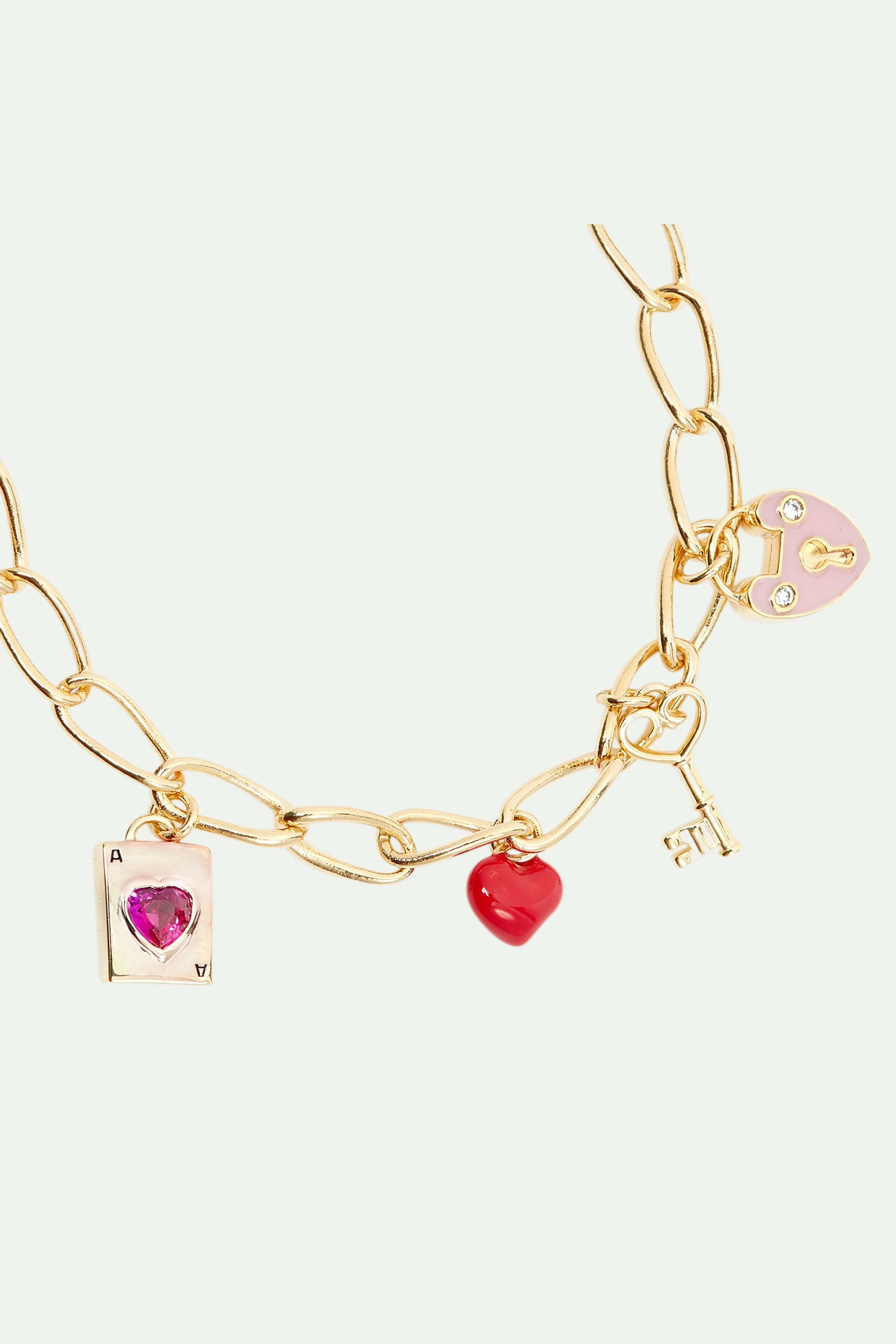Bracelet chaine rectangle et charm's d'amour | Multicolore
