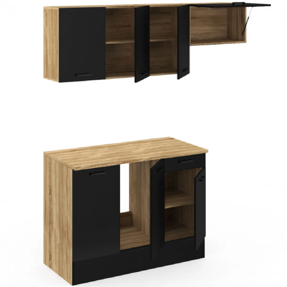 Cuisine complète IDMARKET SUBTIL - Bois et Noir