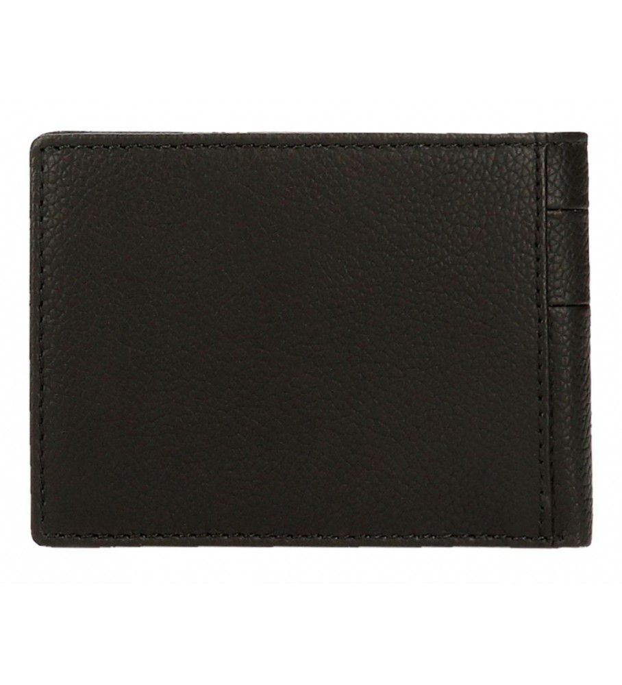 Carteira Pepe Jeans Checkbox em couro preto