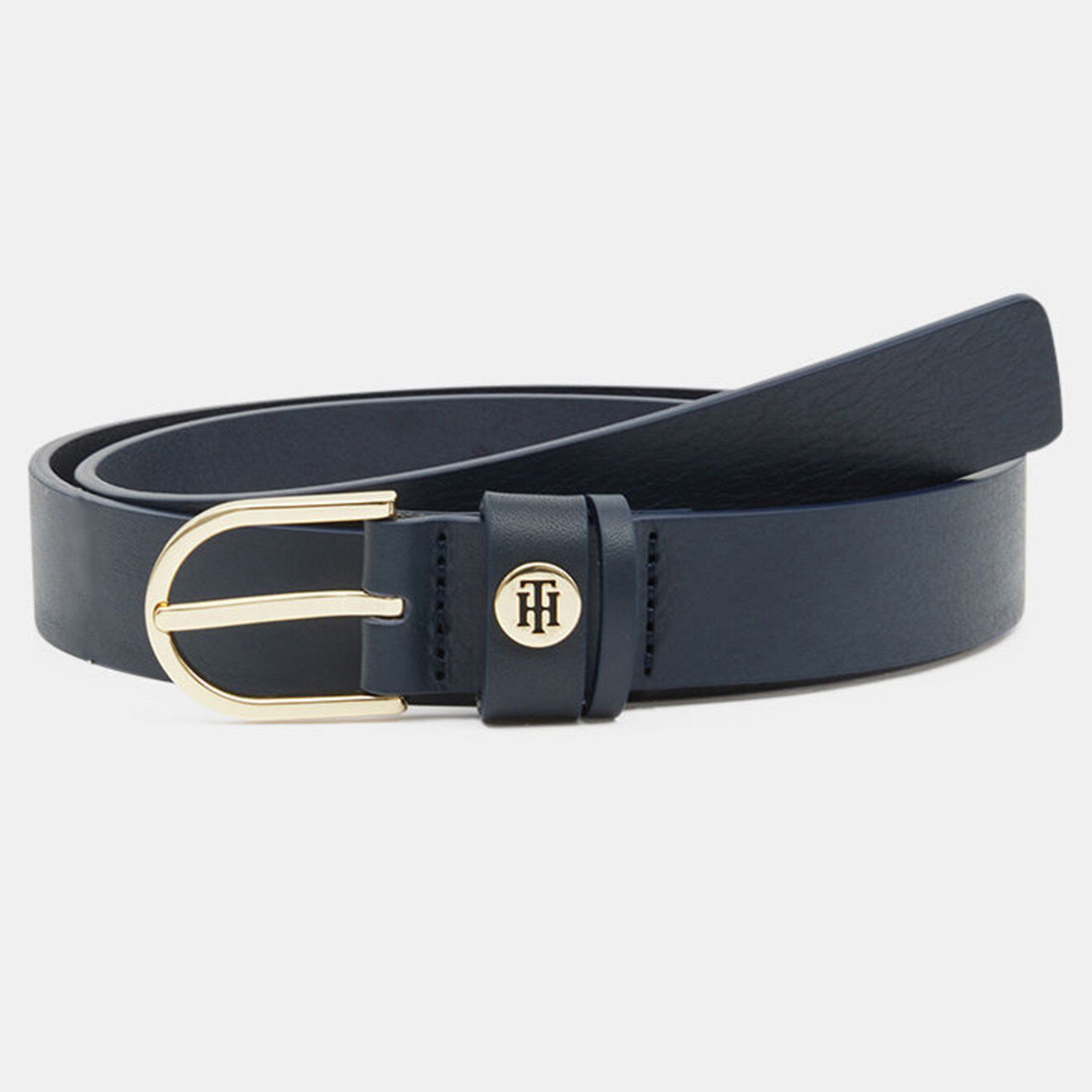 Tommy Hilfiger Ceinture en Cuir boucle dorée bleu marine