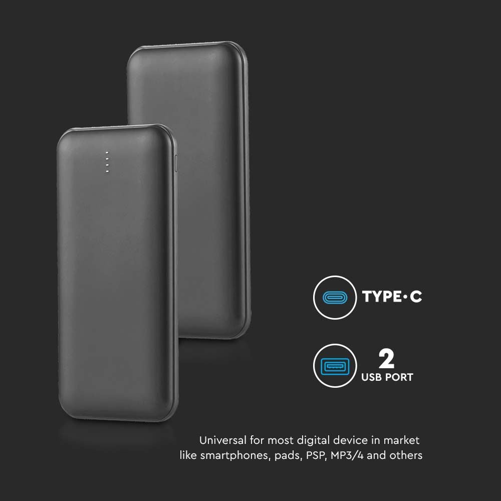 Powerbanks met LED-scherm - Zwarte behuizing - 10000 mAh