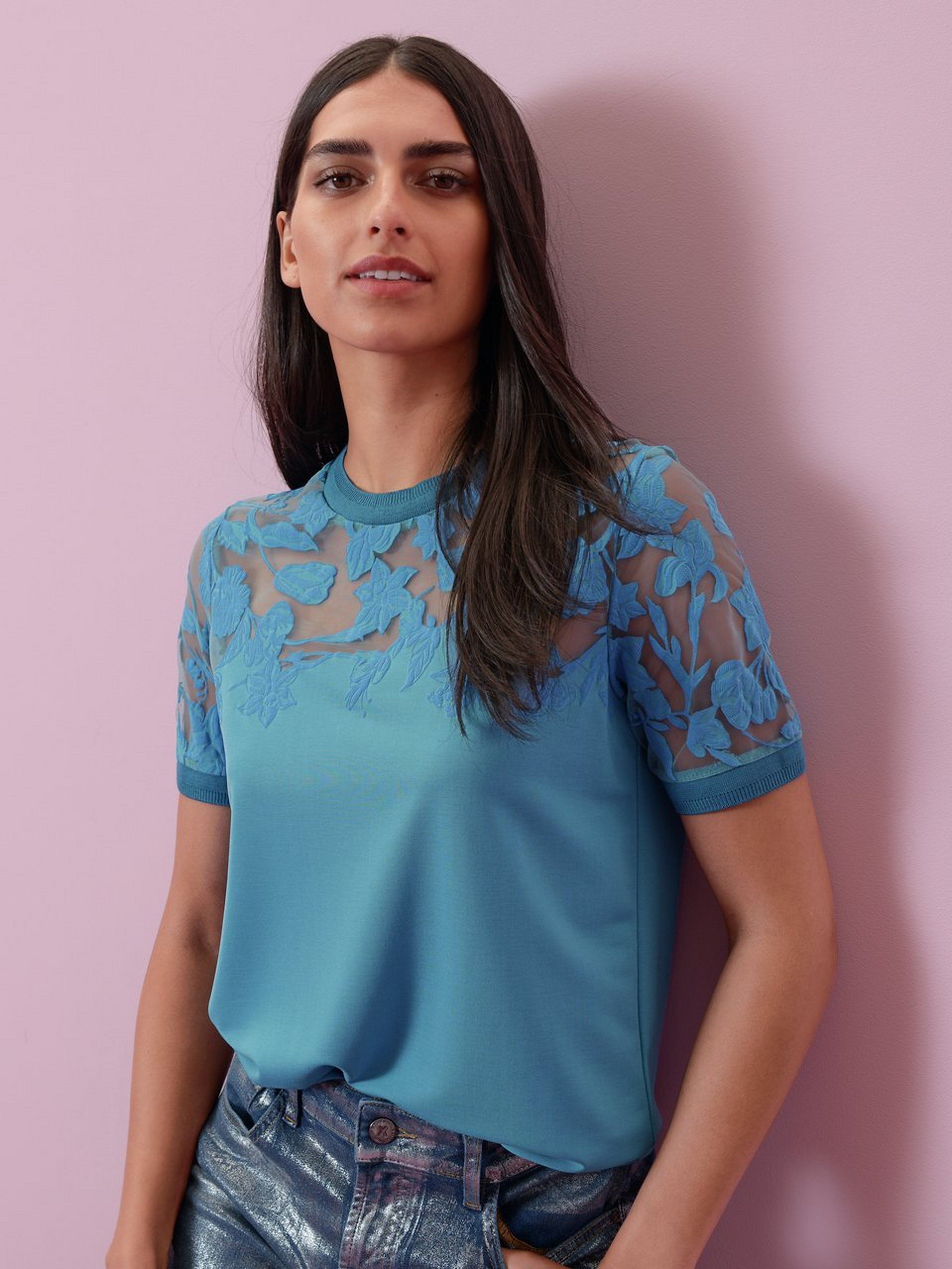 Rundhals-Shirt mit 1/2-Arm