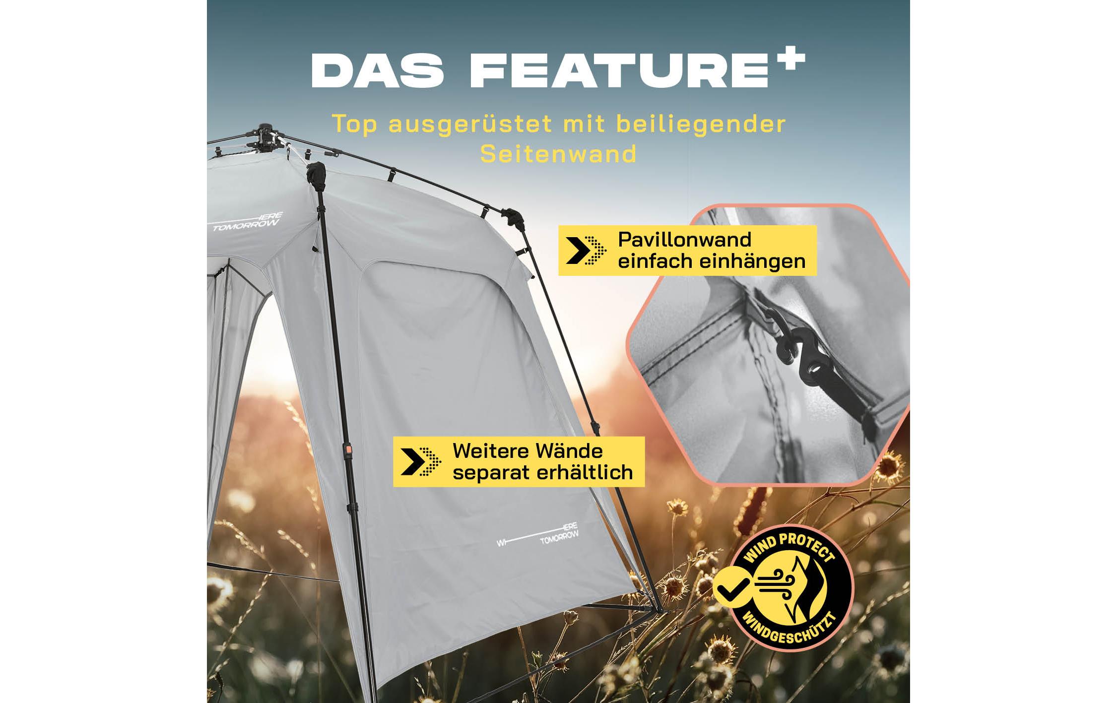 Pavillon Pop Up - Hellgrau<br>Outdoor-Pavillon mit Seitenschutz