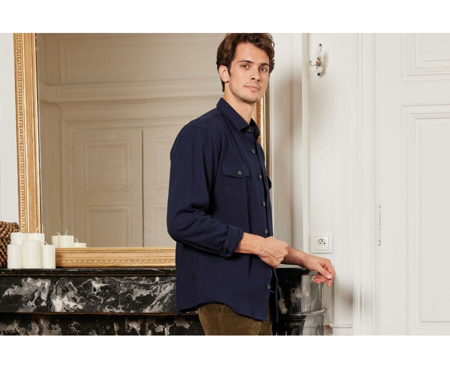 Surchemise en flanelle Navy - ANGELIN