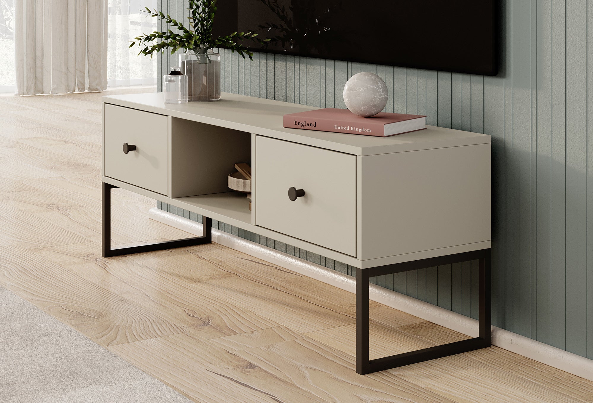 Lyndall - TV-Meubel met 2 lades - Beige - 115 cm