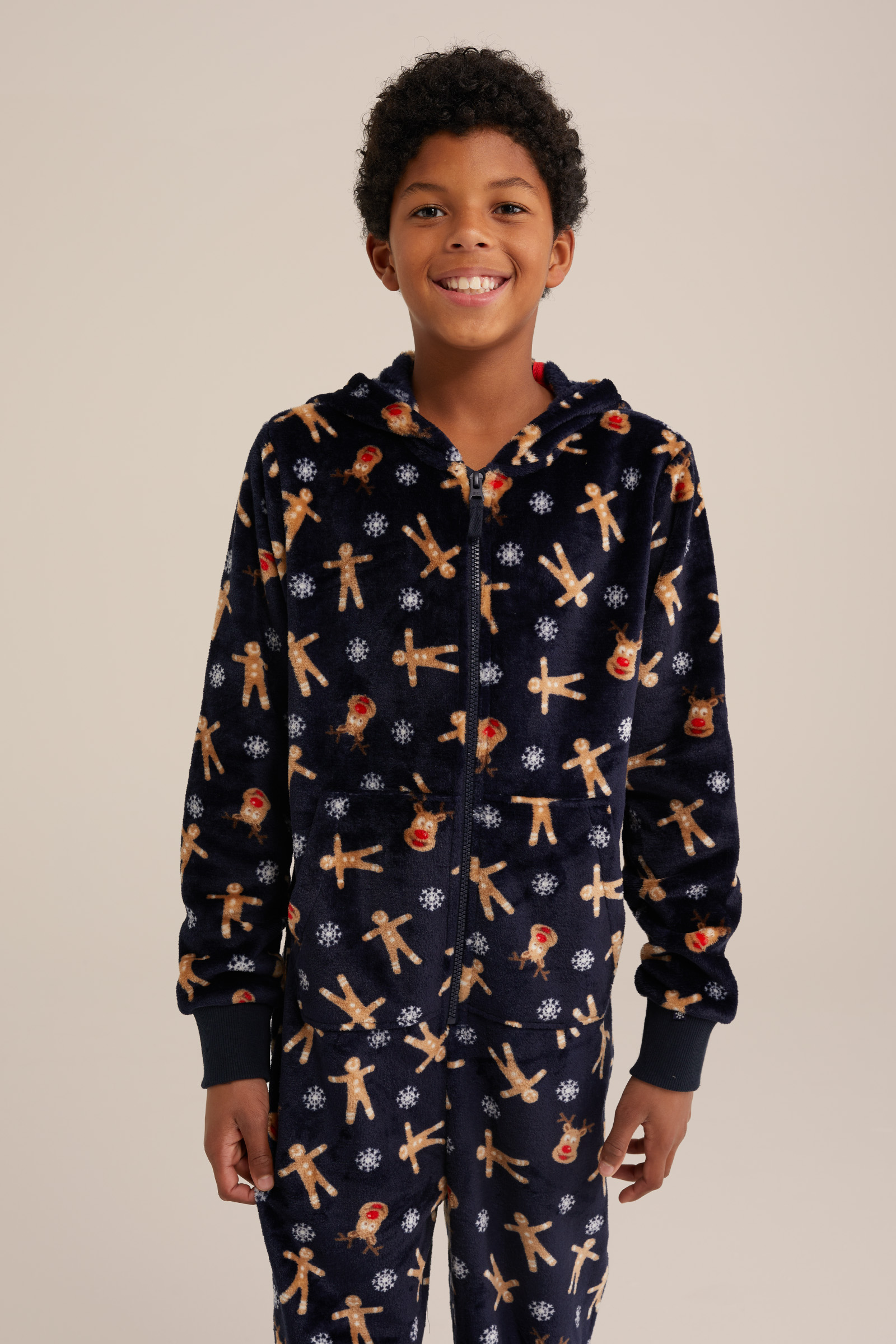 Jongens onesie met dessin WE Fashion Marineblauw