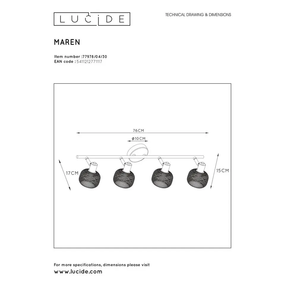 Lucide MAREN Plafondspot - Zwart