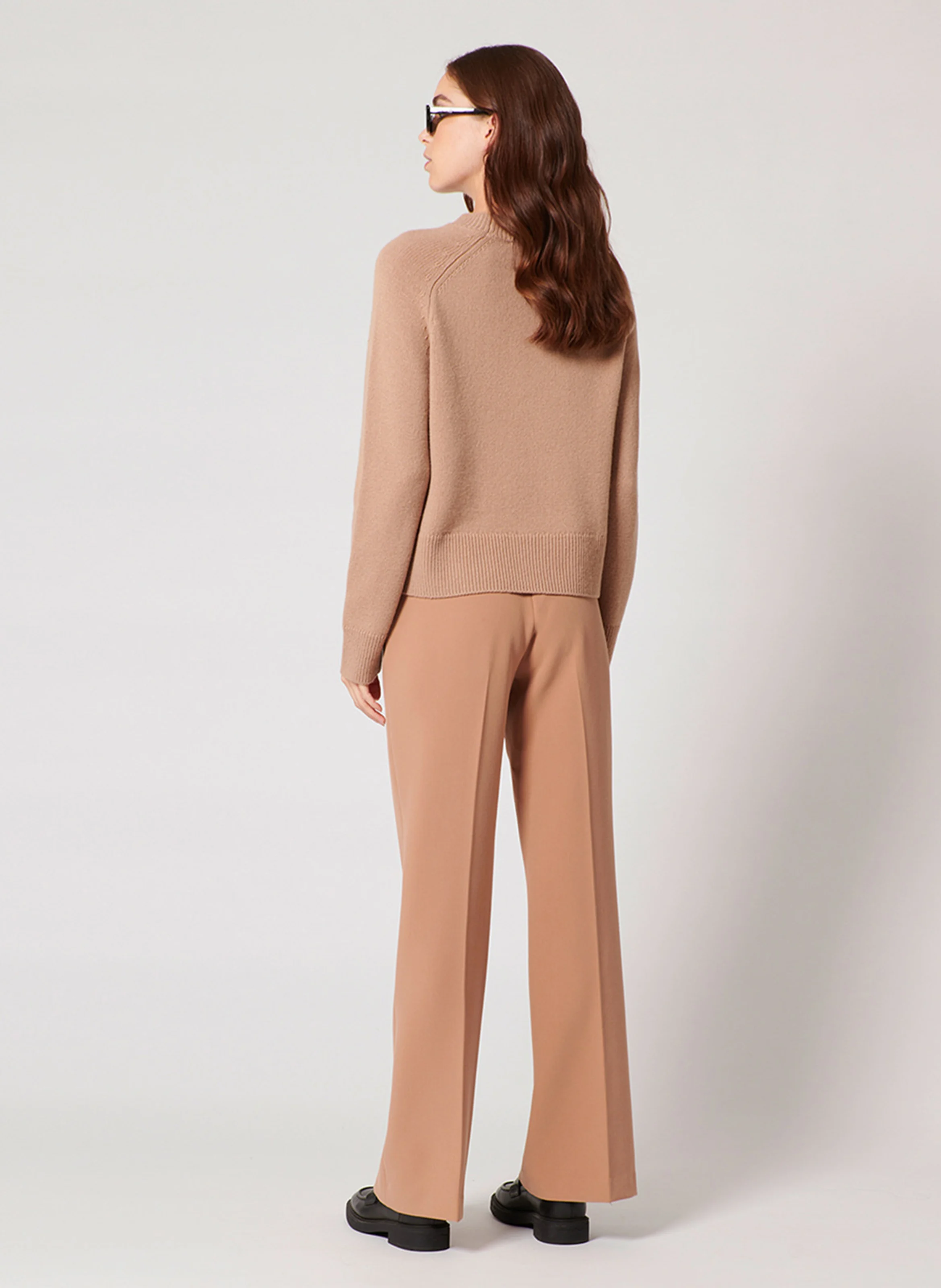 NEONA - Pull droit col rond en cachemire | Beige