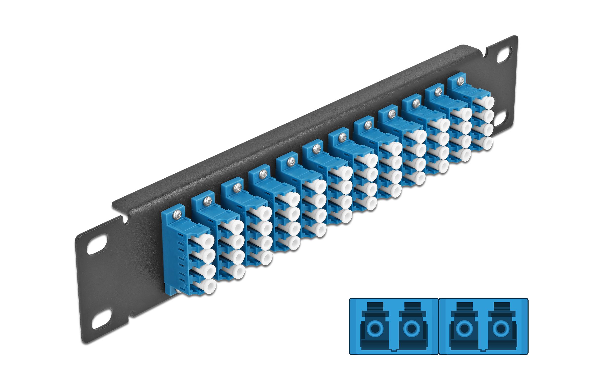 Verteilerplatte 10″ LWL Patchpanel 12 Port LC Quad schwarz10″ LWL Patchpanel 12 Port LC Quad blau 1 HE schwarz