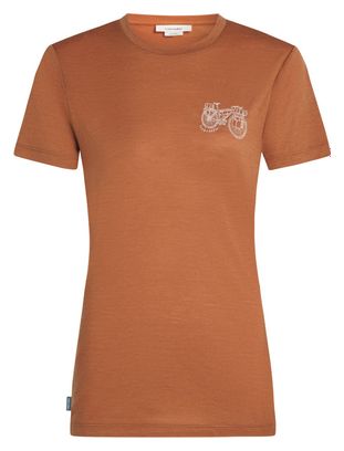 T-shirt Technique Femme Icebreaker Merino 150 Tech Lite Adventure Ride Marron