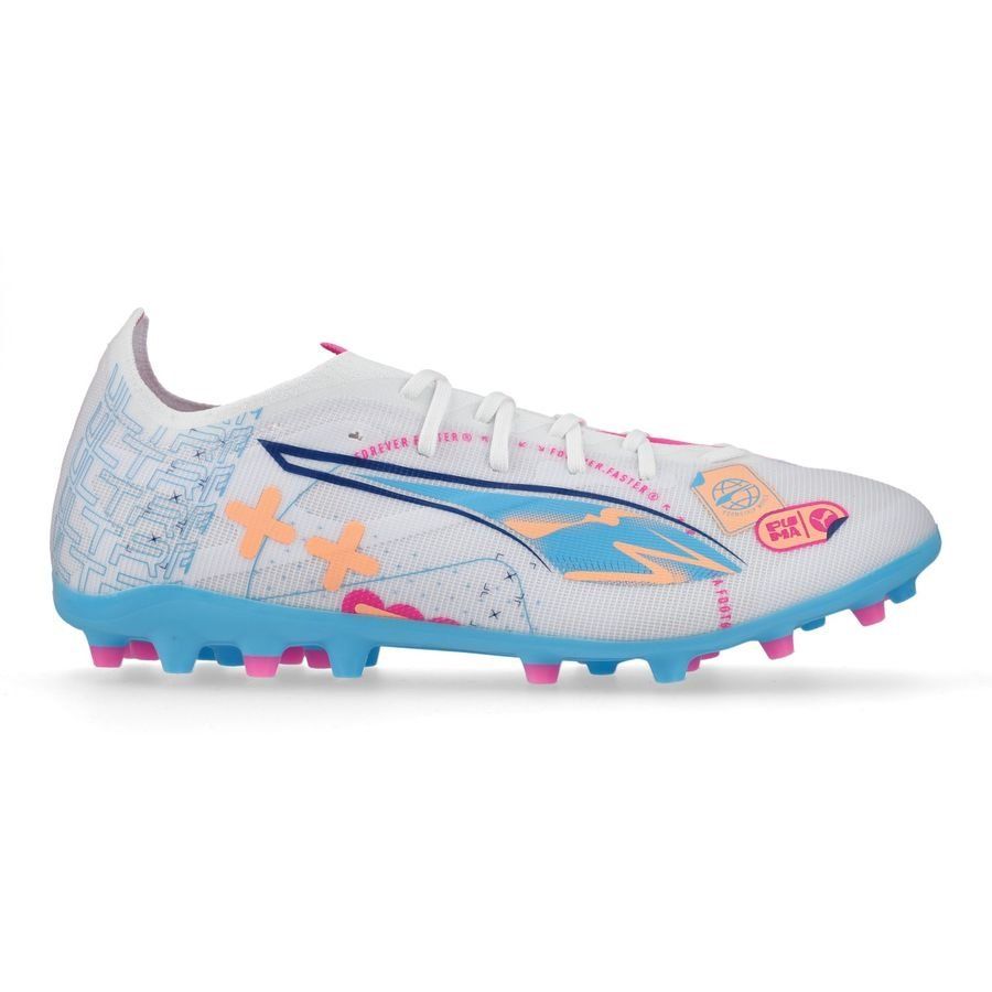 PUMA Ultra 5 Match MG Volume Up - Blanc/Bleu/Poison Pink/Fizzy Melon