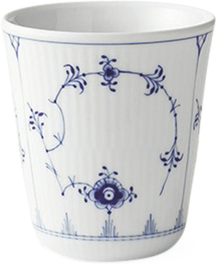 Royal Copenhagen Musselmalet Riflet 29 cl. Termokop Hvid, blå