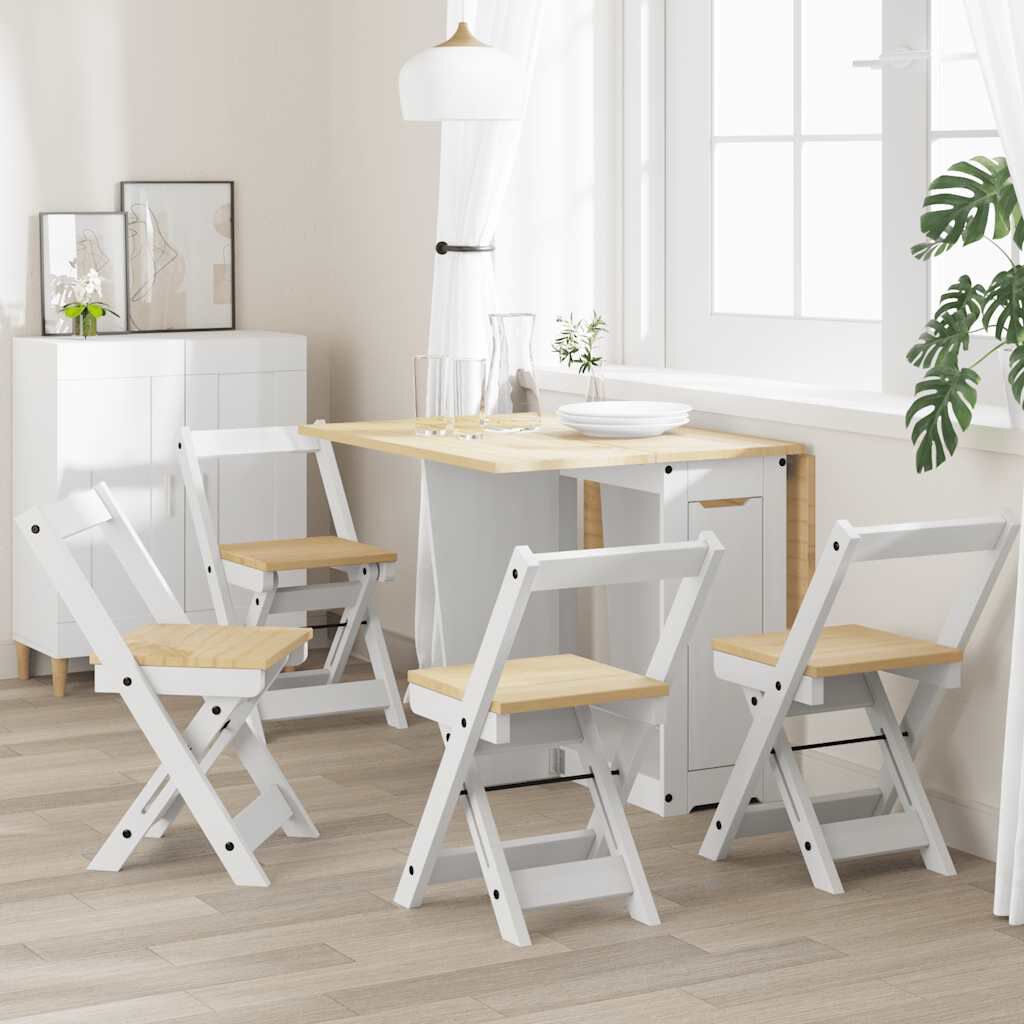 vidaXL Corona eetkamerstoelen, opvouwbaar, set van 4, wit, grenen
