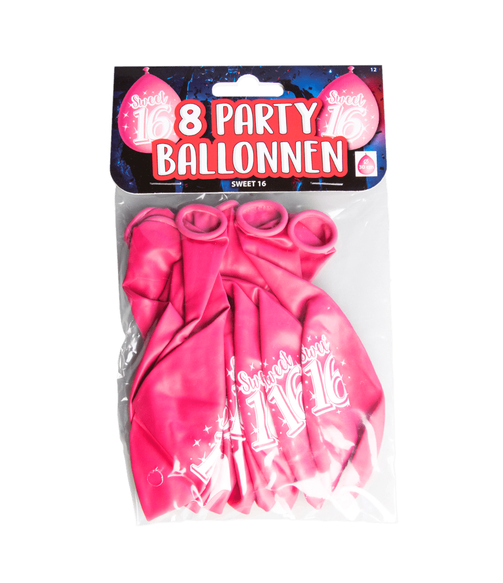 Sweet 16 Ballonnen 16 Jaar Roze 30cm 8st