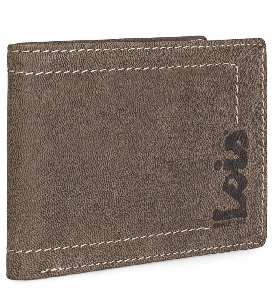 Carteira de couro Lois 201507 marrom - 11,5 x 9 cm -