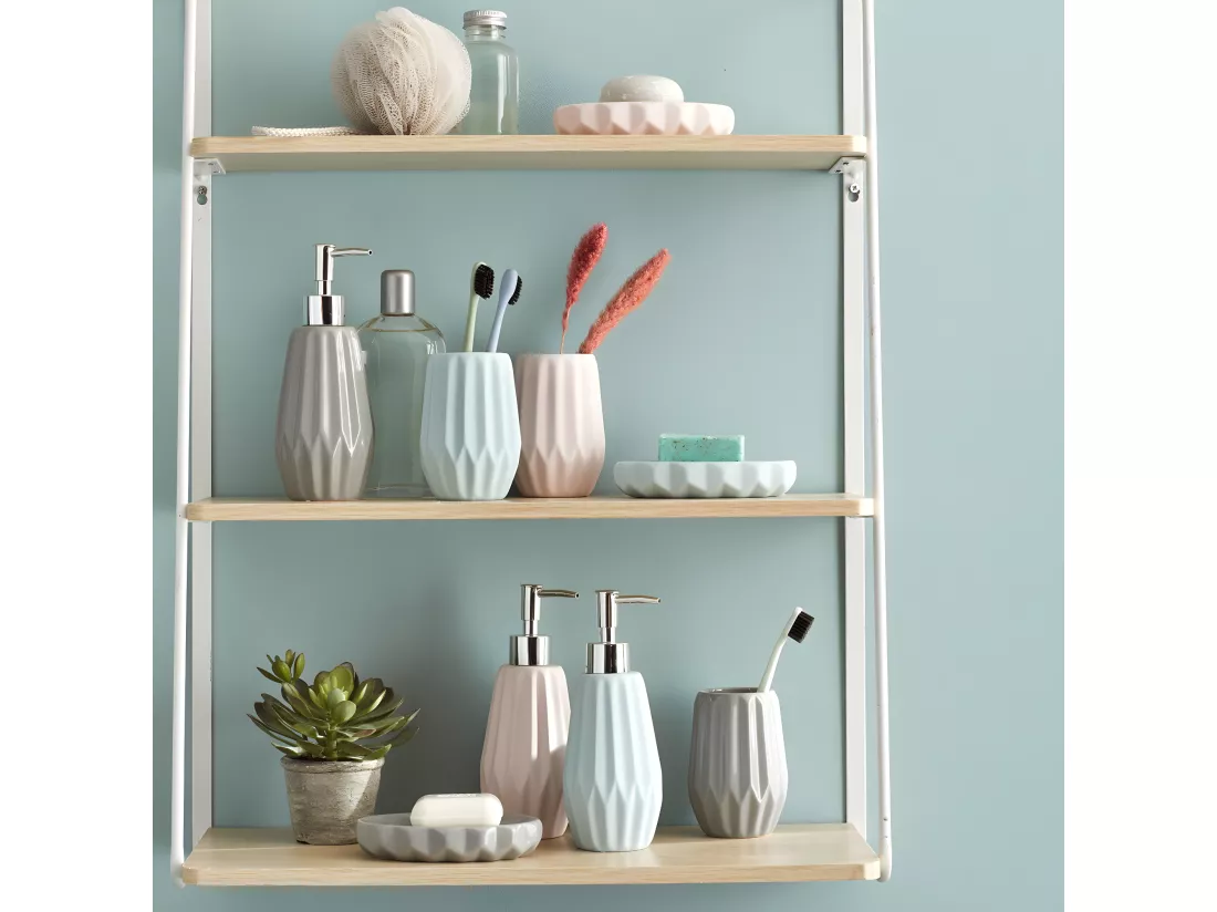 Set de salle de bain 4 pièces 4 pièces en céramique bleu