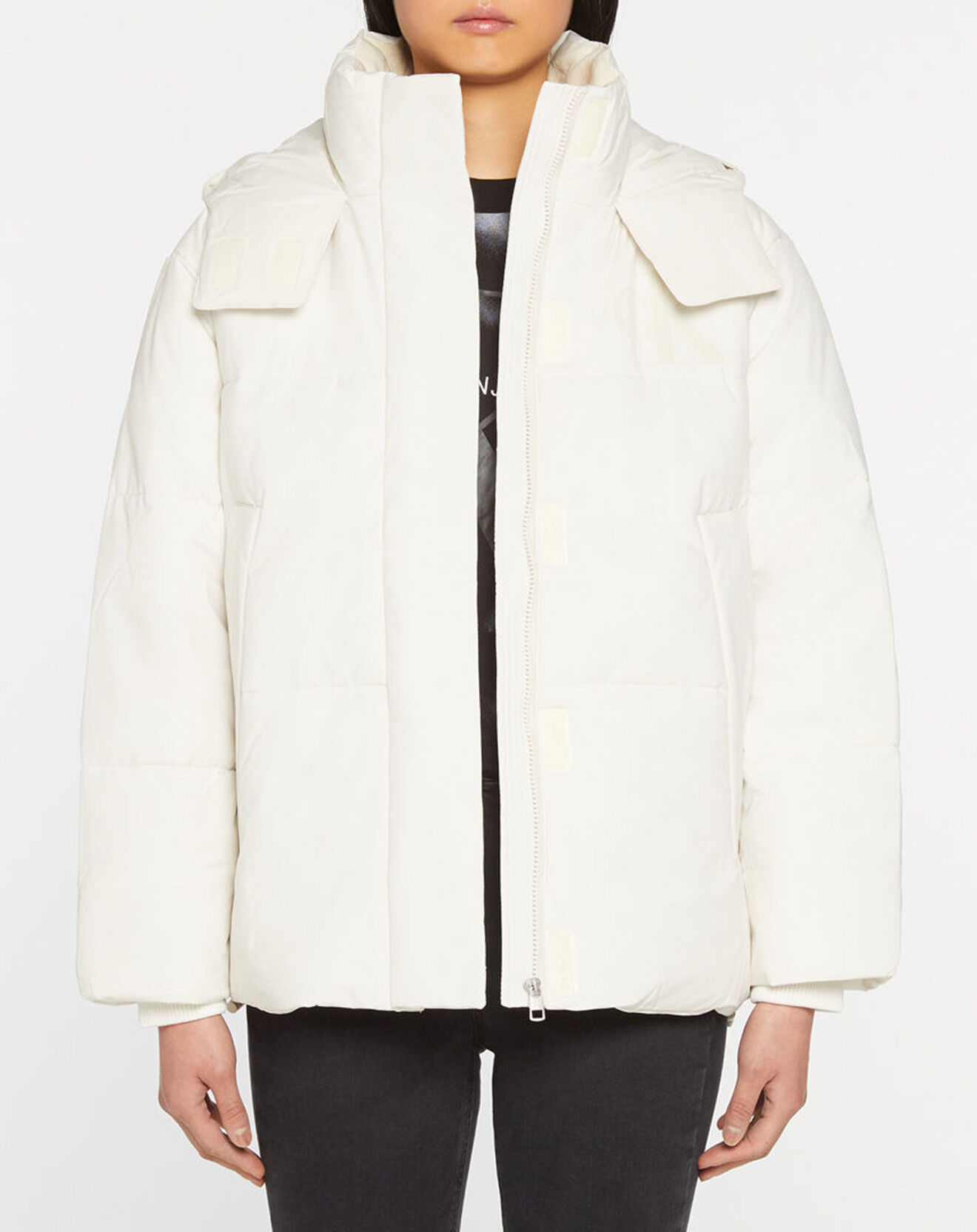 Calvin Klein Jeans Doudoune Oversize Capuche écrue