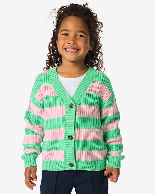 cardigan enfant en maille rayé vert