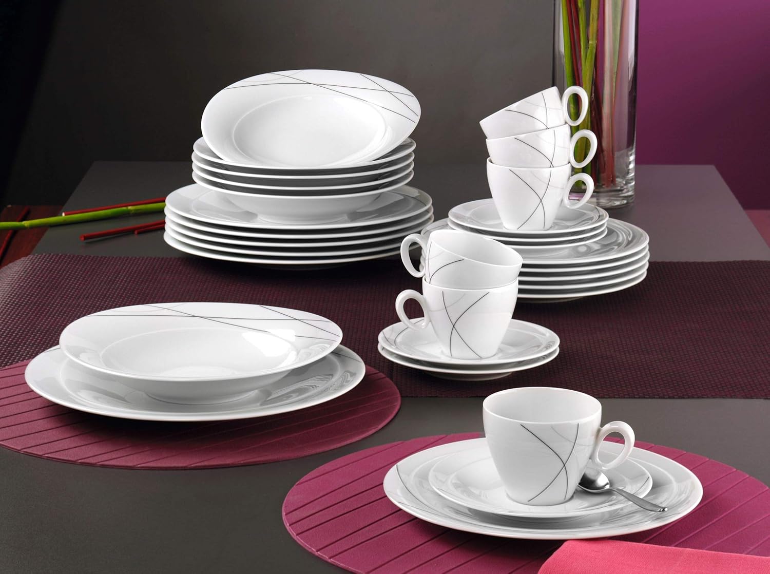 Seltmann Weiden 001.706904 Kombiservice 30-teilig Trio Highline, 36.5 x 31.2 x 36.9 cm, Weiß
