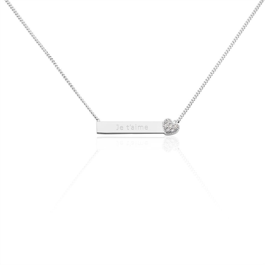 Collier Argent Rosule Oxydes De Zirconium